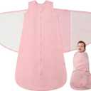 Baby Swaddle Sleep Sack, 1.0 Tog New-Parent-Friendly Swaddle for Newborns & infant 6-12 Months Baby Wearable Blanket Reduce Startle Reflex, Newborn Boys Girls Registry Essentials (Pink)