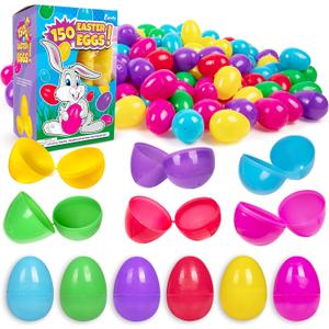 Giraffe 150 Pack Fillable Easter Eggs Bulk  Multi Color Empty Plastic Eggs for Kids - Easter Basket Stuffers for Kids Egg Hunt Prizes Party Favors Classroom Prizes Treasure Box Toys