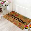 Summer Welcome Door Mat Floral - Front Door Mat Indoor Outside Entrance - Home Doormat 1'5" x 2'5" Non Slip Coir Colorful Flower Welcome Doormat