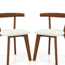 Wood Dining Chair Set of 2 with Padded Seat and Curved Back-Walnut
 KC57229WN