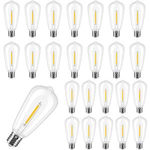 25-Pack ST40 E17 LED Bulbs, Shatterproof Plastic Replacement Bulbs for Outdoor String Lights (E17 Base ONLY, Not E12/E26), Vintage Edison Dimmable 0.6W 2700K Warm White Patio Light Bulb