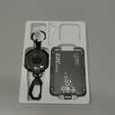 LIUGX Retractable Badge Holders,Carbon Fiber Badge Holder,Heavy Duty Carabiner Keychain, Durable ID Card Holder (Holds 6 Cards), with 31.5 Badge Reel Key Chain, 10,000+ Rebound,Silver-Black