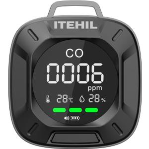 Portable Carbon Monoxide Detector, Mini 3-in-1 CO Detector for Travel & Camping, Camping Carbon Monoxide Detector for RV Car (Black)