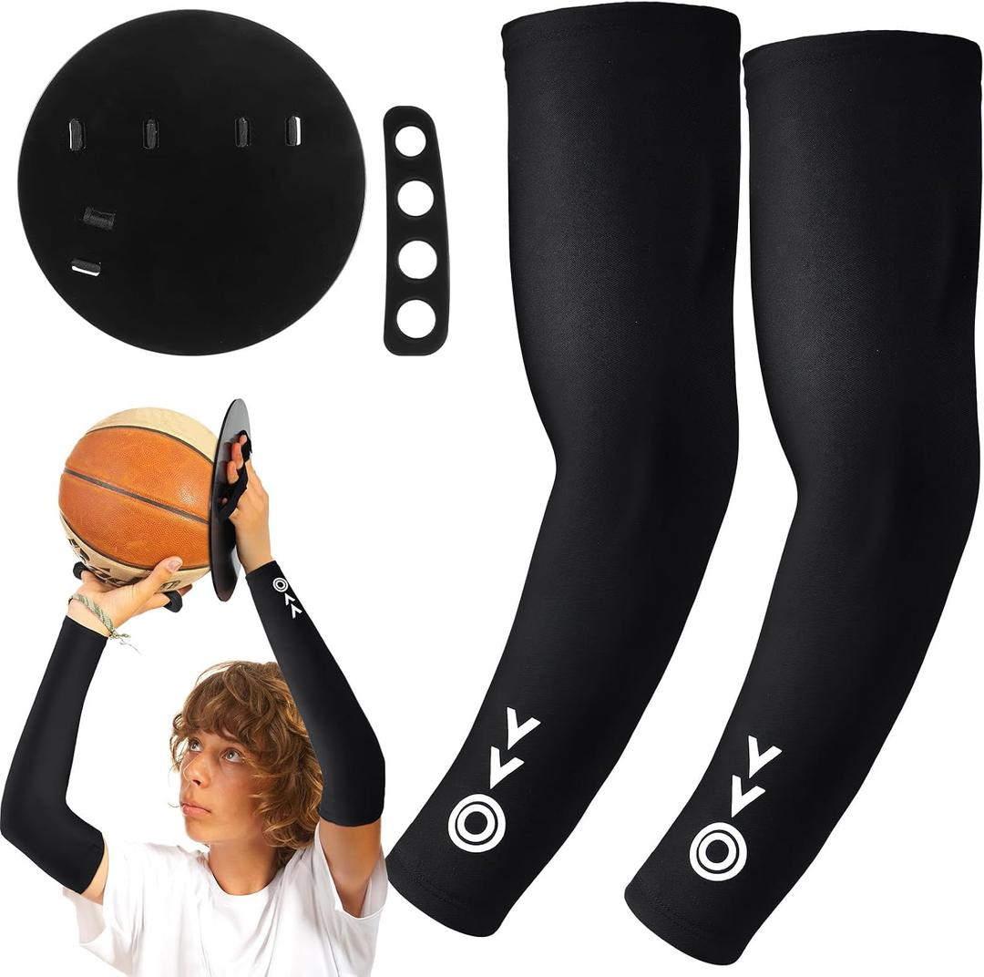 Basketball Shooting Trainer Kit Basketball Training Sleeve with Off-Hand Trainer Shooting Aid Accessories Improves Arm Strength Shot Alignment for Beginners Athletes Youth Adult, Size S