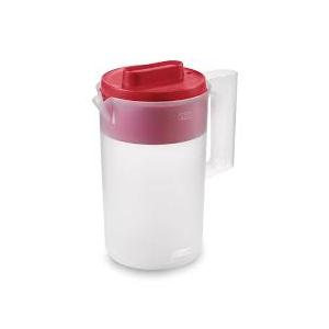 Rubbermaid, Pitcher, Plastic Pitcher, Clear/Red, 2 Quart, plastic, 2 quart, Suitable for Organized Drink Storage