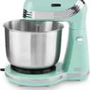 Dash Stand Mixer (Electric Mixer for Everyday Use): 6 Speed Stand Mixer with 3 Quart Stainless Steel Mixing Bowl, Dough Hooks & Mixer Beaters for Dressings, Frosting, Meringues & More - Aqua