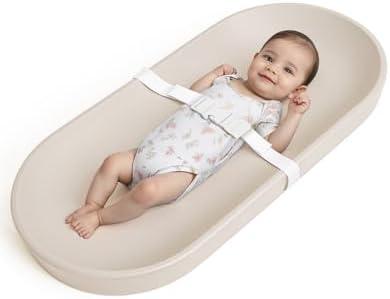 COMOMY Baby Changing Pad for Dresser - Wipeable Changing Pad with Restraining Belt, Waterproof, Soft, Lightweight and Portable, Easy to Clean for On The Go Diaper Change, Oatmeal-Colored