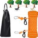 Dog Tie Out Cable for Camping, 100ft Reflective Overhead Trolley System for 2 Dogs, Portable Dog Hitching Lead up to 300lbs, Dogs Runner for Yard Camping Training Running Hiking Outdoor (Orange)