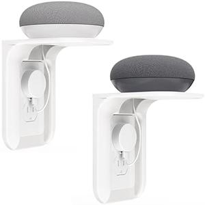 WALI Outlet Shelf Wall Holder,Bathroom Walls Shelves up to 10lbs Standard Vertical Duplex Wall Shelf Organizer for Smart Home Decor Space Saving Power Tools, Toothbrush (OLS002-W), 2 Pack, White