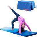 Tumbling Mat  Gymnastics Mat, Easy to Clean, Sturdy, Foldable Tumbling Mat for Kids, Padded, Portable, Carrying Handle, Gymnastics Equipment for Activity Play (Blue Ombre Colors)