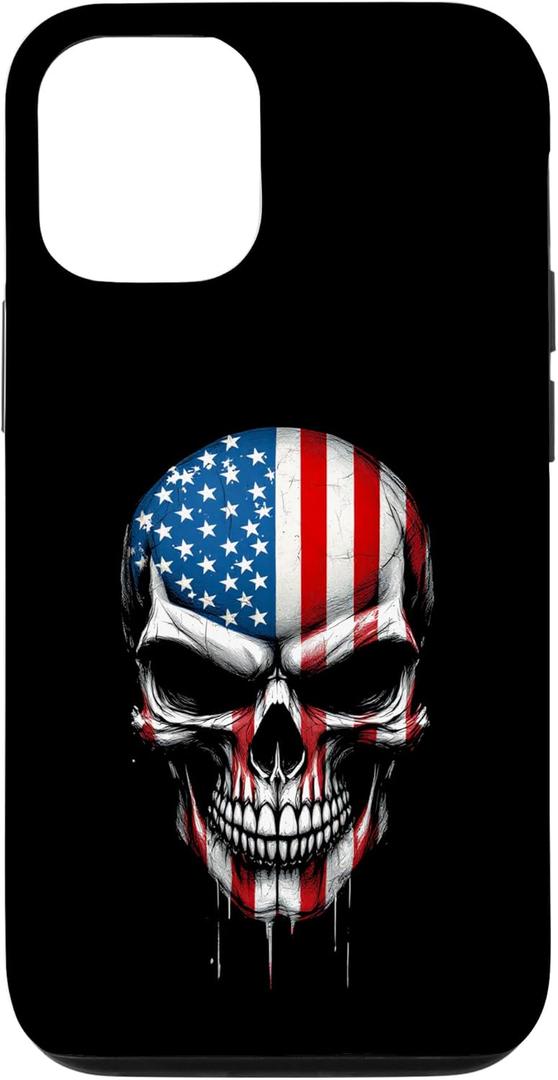 iPhone 12/12 Pro Skulls America USA 4th July Flag Halloween Men Women Case