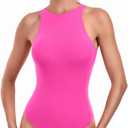 HeyNuts Women's Double Layer High Neck Sleeveless Thong Bodysuit, Ultra Soft Racerback Causal Tank Tops 
Pink M(8/ 10)