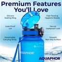 Nakii Filtered Water Bottle, Leakproof, BPA-Free, Motivational Markings, Travel, Everyday Use. 40-Gallon Filter, Replaces 300 Plastic Water Bottles. Includes 1 Filter, 22 FL Oz, Blue by Aquaphor