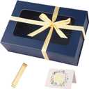 Blue Large Gift Box with Window, 13.5"x9"x4.3" Bridesmaid Box for Gift Giving,Birthday Gift Box with Magnetic,Closure Lid Gift Box for Presents,Cute Box,Luxury for Gift Packaging,Gift Box for Wrapping Gifts