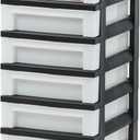 IRIS USA Craft Plastic Organizers and Storage, Rolling Storage Cart for Classroom Supplies, Storage Organizer for Art Supplies, Drawer Top Organizer for Small Parts, 6 Drawer, Black/Pearl