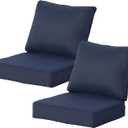 24x24 Inch Outdoor Deep Seat Cushions Set of 2, Curved Back Cover Only, Flat Thick High-Density Foam, Water-Resistant, Piped Edges & YKK Hidden Zipper for Patio Furniture,Midnight, 24"x24"x5.5"-2sets