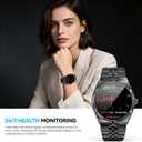 Luxury Smart Watch with Bluetooth Calls, Heart Rate/Blood Pressure/Blood Oxygen/Sleep Monitor, 1.32" AMOLED Display, 160+ Sports Modes, IP68 Waterproof, Compatible with iOS Android for Men Women Black