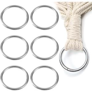 6pcs Metal O Rings, 3 Inch Ring Heavy Duty 304 Stainless Steel o Ring Welded Metal o Rings for Macrame, Dog Leashes and Other DIY Crafts