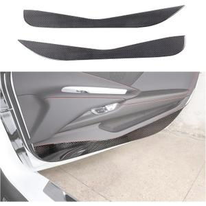 Soft Carbon Fiber Car Door Anti Kick Panel Trim Sticker Compatible with Chevrolet Corvette C8 2020-2026, Inner Door Anti Kick Decorative Panel Protection Accessories 2Pcs (Black)