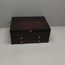 GENRICE Wooden Silverware Chest without Silverware Three-layer, Silverware Box Storage for Silver, Silverware Case with Handle and Felt Lined, Flatware Chest for 12 or 16 or more sets of Utensils (Brown)