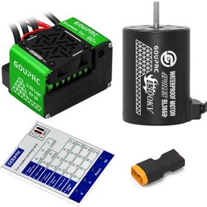 GOUPRC S3650 4300KV Brushless Motor 3.175mm Shaft with Upgrade 60A ESC Electric Speed Controller Combo Set with Programming Card for 1/10 RC Car Truck (4300KVMotor+60A Brushless+Car)
