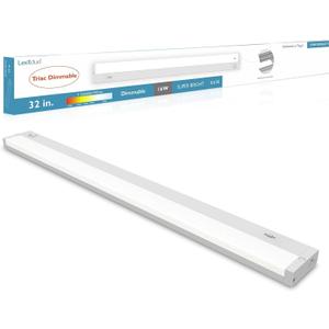 Leetdud LED Under Cabinet Lighting Hardwired or Plug in, 32 Inch 16W, Dimmable 5 Color 2700K/3000K/3500K/4000K/5000K, Linkable Eyes Care Design Counter Lights for Kitchen, Sink, ETL Listed, White