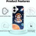 USLAI Case for iPhone 16, with Cute Pattern Design, Slim Fit, Shockproof Drop Protection, Supports Wireless Charging - Astro Doggy