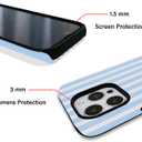 Blue Striped Phone Case,Trendy Simple Aesthetic Stripes Hybrid 2 Layer Protective Case for iPhone 13,Blue