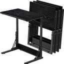 Tatub 24" Folding C Shaped End Table Set of 4, Small Sofa Side Laptop Desk, Couch TV Tray Table for Living Room, Bedroom, Black