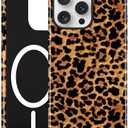 Jusy Compatible with MagSafe Brown Leopard Print Phone Case for iPhone 12 Pro Max, Trendy Luxury Magnetic Soft TPU and Hard PC Protective Phone Cover for Women Girls - Leopard