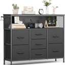 7 Drawers Dresser - Black Dressers with Open Shelf - Small Dresser for Bedroom - Living Room, Entryway, Closets