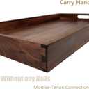 32 x 18 Inches Extra Large Rectangle Black Walnut Wood Ottoman Tray with Handles, Serve Tea, Coffee Classic Wooden Decorative Serving Tray