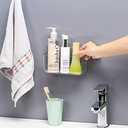 Plastic Wall Mount Organizer Rack Shelf Container Bin Storage Box Holder Basket Hanging Walls/Doors Free Punch for Kitchen, Bathroom, Cabinet, Toilet，Office, Bedroom, Craft Room - Clear (Large hole) 3 Pieces