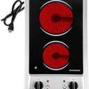 Amazon.com: ECOTOUCH 2 Burner Electric Cooktop, 12 Inch 110V-120V Portable Cooktop Ceramic Glass Electric Stove Top Built-In & Countertop Stove Radiant Cooktops, Plug In : Appliances