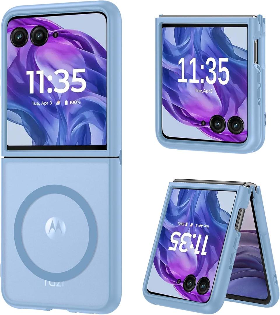 DUEDUE for Motorola Razr Plus 2025/2024 Case, Moto Razr 50 Ultra 5G Case Magnetic, Protective Cover Shockproof Phone Case for Motorola Razr+ Plus 2025/2024/Moto Razr 50 Ultra 5G 6.9", Light Blue