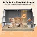 Stainless Steel Litter Box | Enclosed Cat Litter Box with Lid for Big Cats | High Sided Metal Litter Boxes | 100% Anti-Urine Leakage | Odor Control | Non-Stick with Litter Mat & Litter Scoop Set