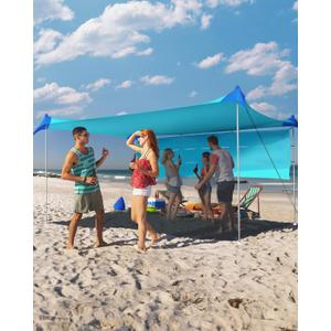 TOURIT Beach Tent Sun Shelter 11x11ft, UPF50+ Protection Beach Canopy Tent Sun Shade with Windproof Design, Outdoor Canopy for Camping, Fishing, Backyard, Blue