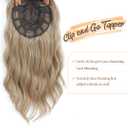 PANEWAY Hair Topper 16 Inch Wavy Synthetic Clip-In Topper for Women Natural Looking Voluminous Hairpiece for Thinning Hair, Lightweight & Breathable