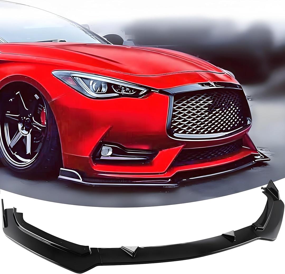 Front Bumper Lip Spoiler Splitter Fit for Infiniti Q60 Red Sport/Luxe/Pure/ 2017-2022 Accessories Gloss Black