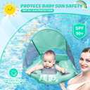 Mambobaby Baby Swim Float with Canopy & Tail Infant Pool Float Non-Inflatable Toddler Swim Float with Skin-Friendly Material for 3-24 Months Baby Boys Grils Elephant Green, One Size