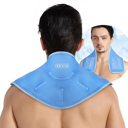 REVIX Neck Ice Pack Wrap – Reusable Hot Cold Gel Pack for Neck and Shoulder, Large Flexible Design with Soft Plush Lining, Cervical Gel Ice Wrap Ideal for Post-Workout Recovery, Fatigue & Relaxation