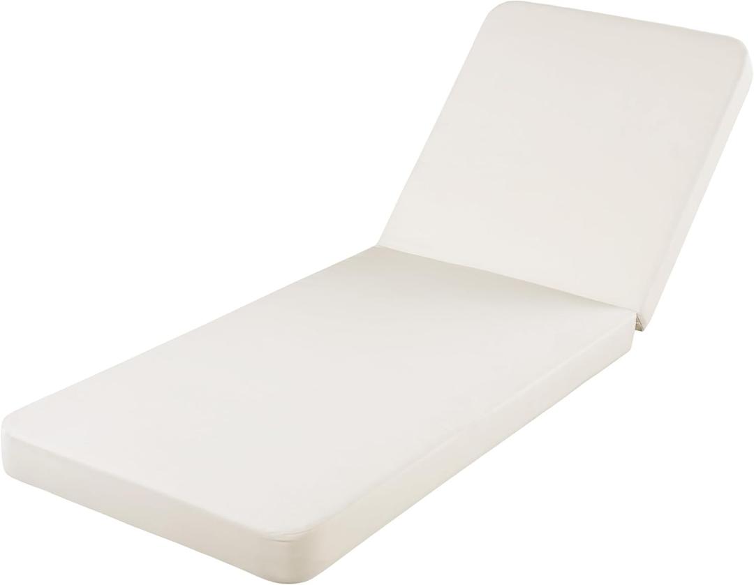 Christopher Knight Home Replacement Chaise Lounge Cushion 76.75 Inch Outdoor Recliner Pad with 4 Inch Foam Cationic Dyeable Polyester Fabric Water-Resistant Patio, Cushion Only, Cream