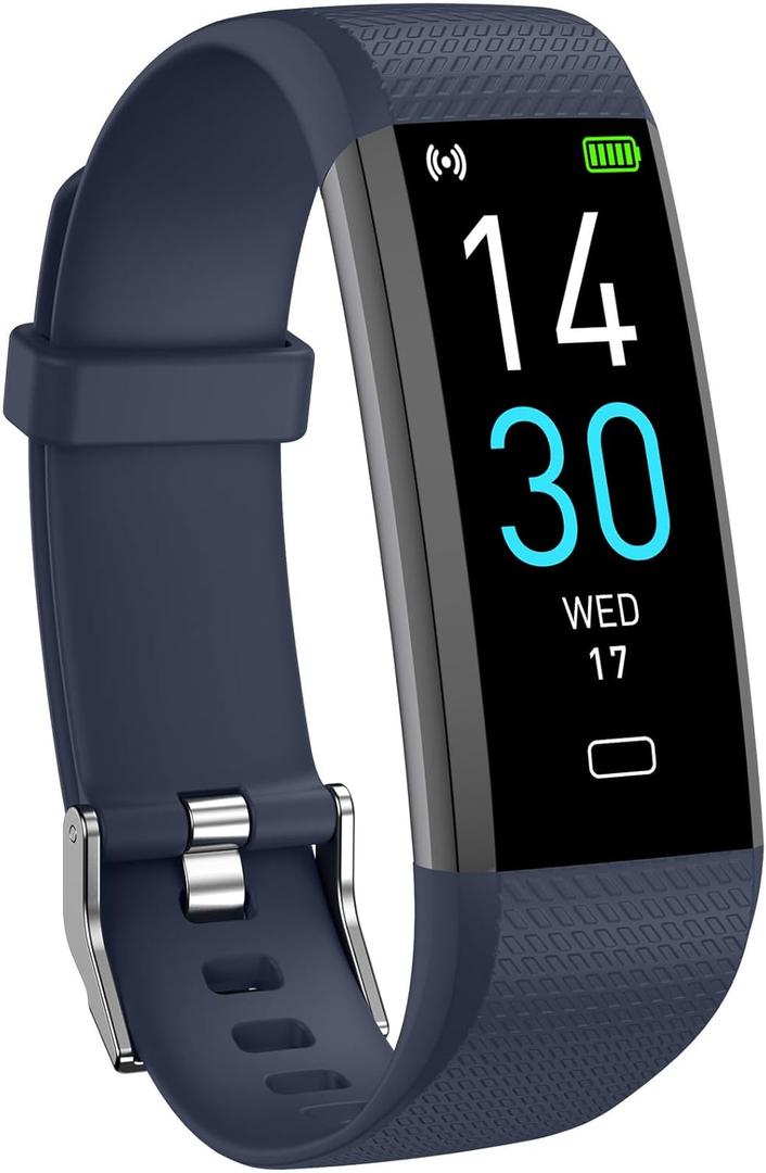 Fitness Tracker with Heart Rate Blood Oxygen Monitor, Activity Tracker Sleep Monitor Health Tracker, Smart Watch Pedometer Step Calories Counter, Fitness Watches for Men Women (Blue)