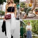 Angerella Womens Baggy Wide Leg Pants High Waisted Casual Lounge Pant Loose Comfy Stretchy Trousers with Pockets (Brown)