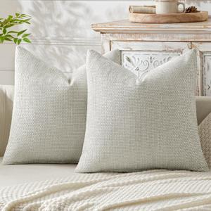 MIULEE Pack of 2 Couch Throw Pillow Covers 18x18 Inch Grey-White Modern Boho Accent Decorative Pillow Covers Soft Chenille Farmhouse Cushion Covers for Home Decor Bed Sofa Living Room