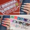 Teenitor 12 Sheets Nail Art Sticker Self-Adhesive, Flower Nail Stickers 5D Embossed Nail Decals, 5 Boxes Nail Glitter Sequins Flakes, Nail Art Design Tools Self Adhesive
