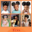 TESS Afro Puff Hair Bun Human Hair Small Drawstring Ponytail, Natural Black Curly Hairpiece with 5 Styling Hair Clips, 8 inch One piece per pack