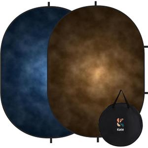 Kate Collapsible Backdrop for Photography Dark Blue&Brown Pop Up Photo Backdrops Portable Background for Portrait, Live Streaming, 5x6.5ft