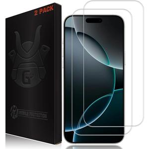 2 Pack Ultra Clear Glass Screen Protector for iPhone 16 Pro (6.3-inch) - Lifetime Replacement, 9H Tempered Glass, Scratch Resistant, Phone Case Compatible