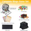 Deluxe Bingo Game Set with Laser Engraved Balls & 300 Chips – Includes 8" Metal Bingo Cage, 100 Large Print Cards, Master Board, Storage Bag for Family Parties & Group Games